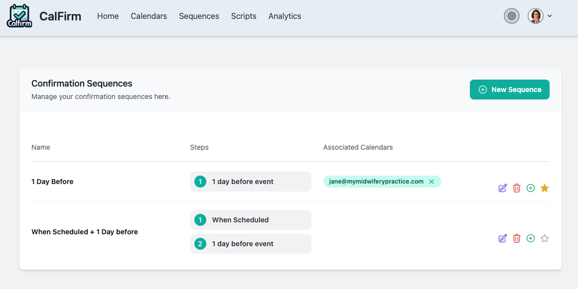 Associate your confirmation sequences with different calendars to further tailor the experience for your clients