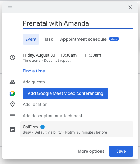 Create a test appointment in your calendar. Specify contact name in the title,